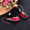 Buy cheap Sterling 925 Silver Retro Oval Synthetic Ruby Drop Dangle Earrings (049012) from wholesalers