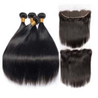 Buy cheap 8''Indian Straight Bundles With Closure Virgin Hair Extensions Real Human Hair product