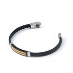 Leather rope bracelet trendy retro leather woven stainless steel men's bracelet