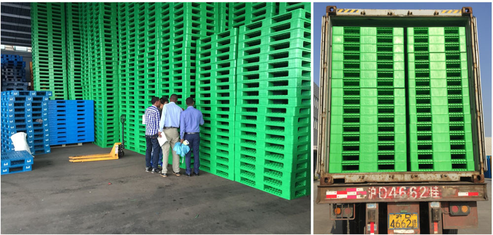 Heavy Duty Rackable 1 Ton Steel Reinforced blue Plastic Pallets 1200*1000mm