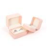 Buy cheap Wholesale Jewellery Packaging Ring Box Custom Jewelry Packaging Luxury pink Leather jewelry double Ring Box for Wedding Engagement from wholesalers