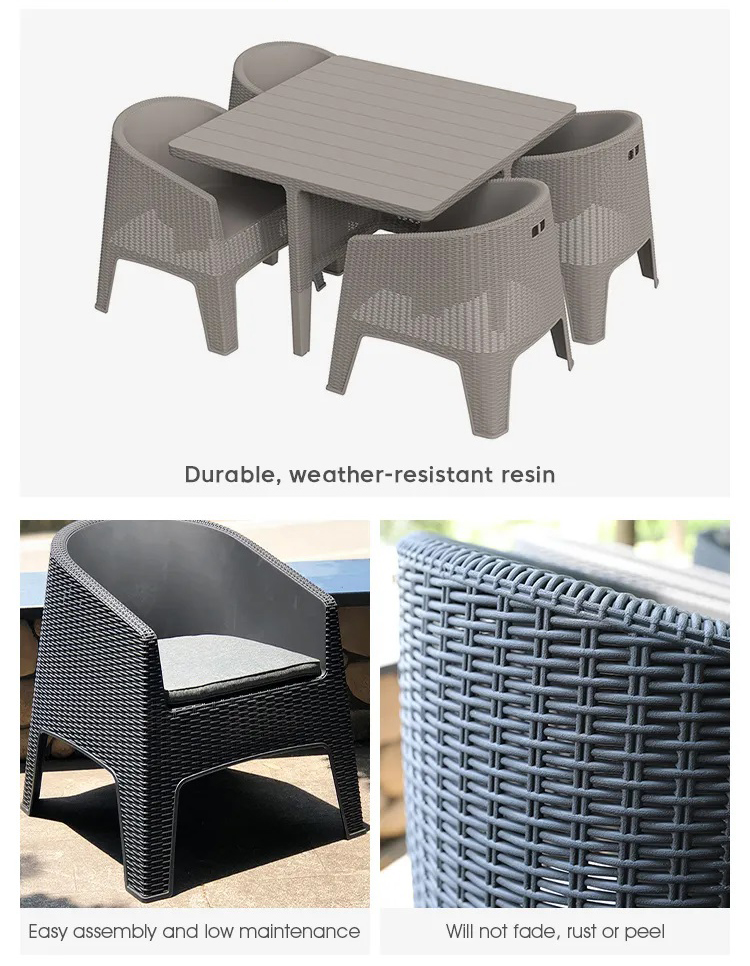 Outdoor Garden Chair Plastic Stackable Coffee Dining Arm Chair Villa Patio Armchair