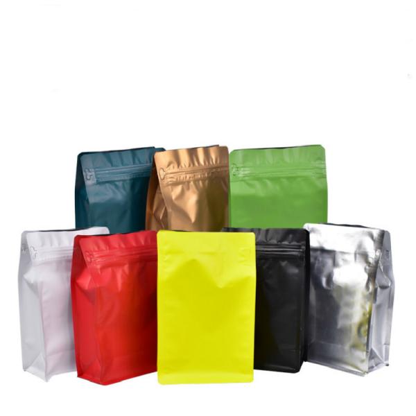 Buy cheap Eight-sided zipper bag flat bottom black aluminum foil k bags stand up pouches for air valve coffee bean wholesale from wholesalers