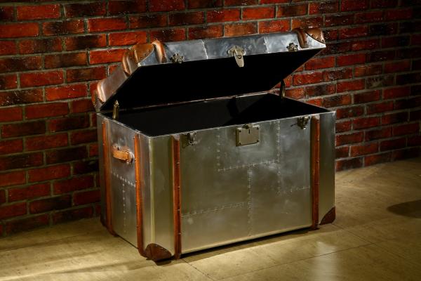 Antique Retro Decorative Storage Chest , Large Decorative Leather Trunks Copper