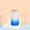 Buy cheap Color Glass Cups With Lids And Straws 18oz Borosilicate Glass Iced Coffee Cups Smoothie With Bamboo Lid Glass Straw Reusable Colorful Glassware Sets 4 from wholesalers