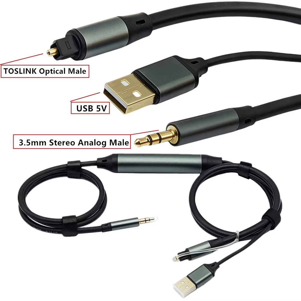 Optical Toslink cable to 3.5mm Audio Cable for Speaker / DAC / AV Receiver