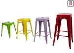 Custom Color Tolix Style Bar Stool , Coffee Shop Tolix Chair Wooden Seat