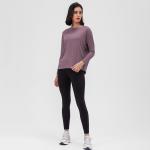 Nylon Nude Feel Ladies Yoga Tops Workout Fashion Loose Women Long Sleeve Shirts