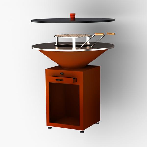 Removable Ash Catcher Corten Steel BBQ Grill Fuel Wood/Charcoal Rusted Corten