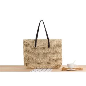 Wholesale CROSS-BORDER NEW LARGE CAPACITY CASUAL STRAW BAG JAPAN AND SOUTH KOREA SHOULDER BAG SOLID COLOR HAND-WOVEN BAG SEN from china suppliers