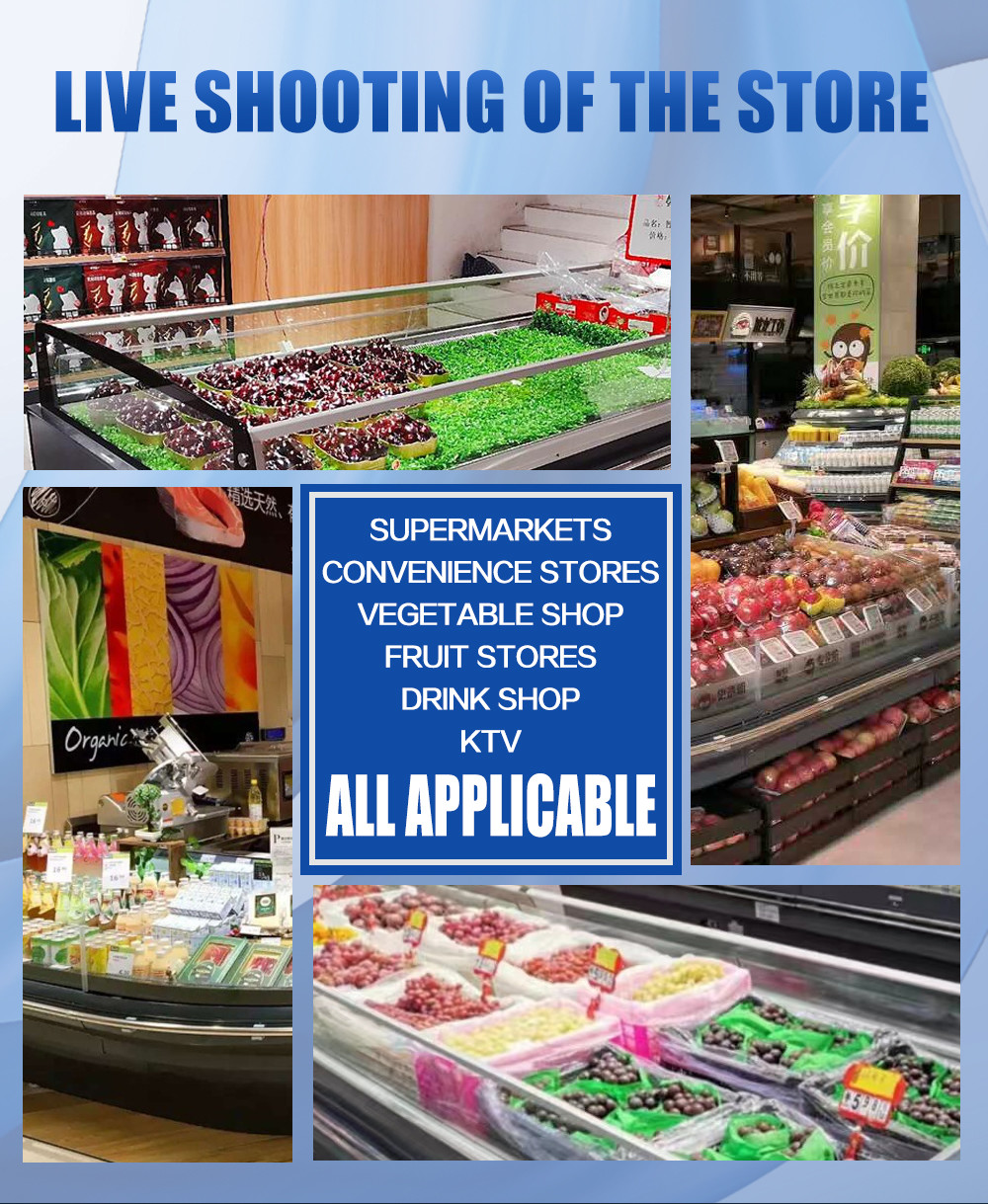 Promotion Counter Fruits And Vegetables Display Fridge Supermarket For Sale