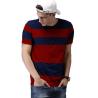 Buy cheap Street Style Striped T Shirt Mens , Red / Blue Color Block Tee Shirts Private Labeling from wholesalers