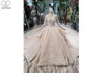 Irregular Ladies Bridal Dress , Beaded Ball Gown Wedding Dress Two Layer