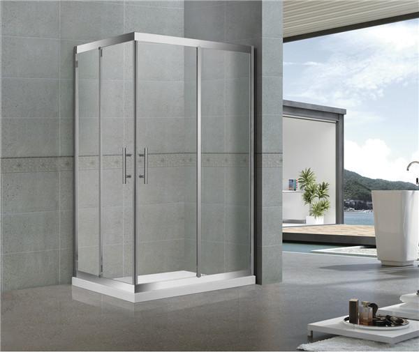 Rectangle Corner Enter Shower Screen Sliding Stainless Steel 8 / 10 mm Tempered