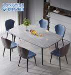 Metal Minimalist Marble Dining Table And Chair Combination Oval Shape
