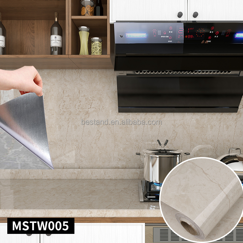60cm*10m Roll Marble Stick And Peel Wallpaper For Kitchen Bedroom
