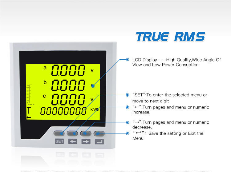 Digital Power Factor Meter Power Meter COS meter Multi-functions meter 96*96