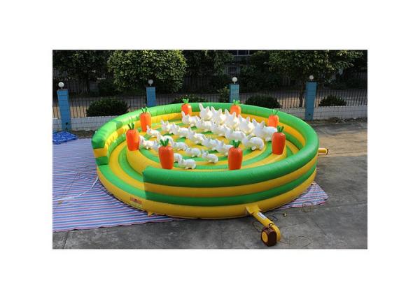 Cute White Bunny Rabbit On The Grass Inflatable Bouncer Combo , Blow Up