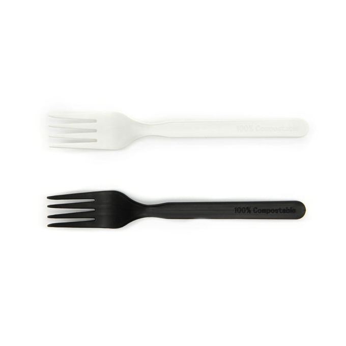 Wholesale CPLA Biodegradable Cutlery Eco Friendly Cornstarch Fork Wrapped Cornstarch Fork