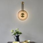 Modern Minimalist Clock Shape Wall Lamp Glass Bedroom Bedside design wall light