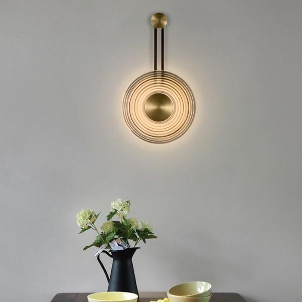Modern Minimalist Clock Shape Wall Lamp Glass Bedroom Bedside design wall light