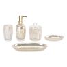 Buy cheap Mercury Gold Glass Bathroom Accessories Set Round Shape With Ribbed Vertical Stripe Glass Soap Dispenser Glass Toothbrush Holder Soap Dish Holder from wholesalers