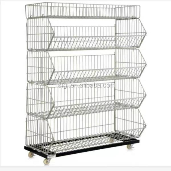 Buy cheap Versatile 5-Tier Metal Wire Basket Stand for Supermarket Snack Display in Metallic from wholesalers