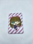 Square Custom Made Metal Badges Cute Girl Tinplate Material Paper Stents