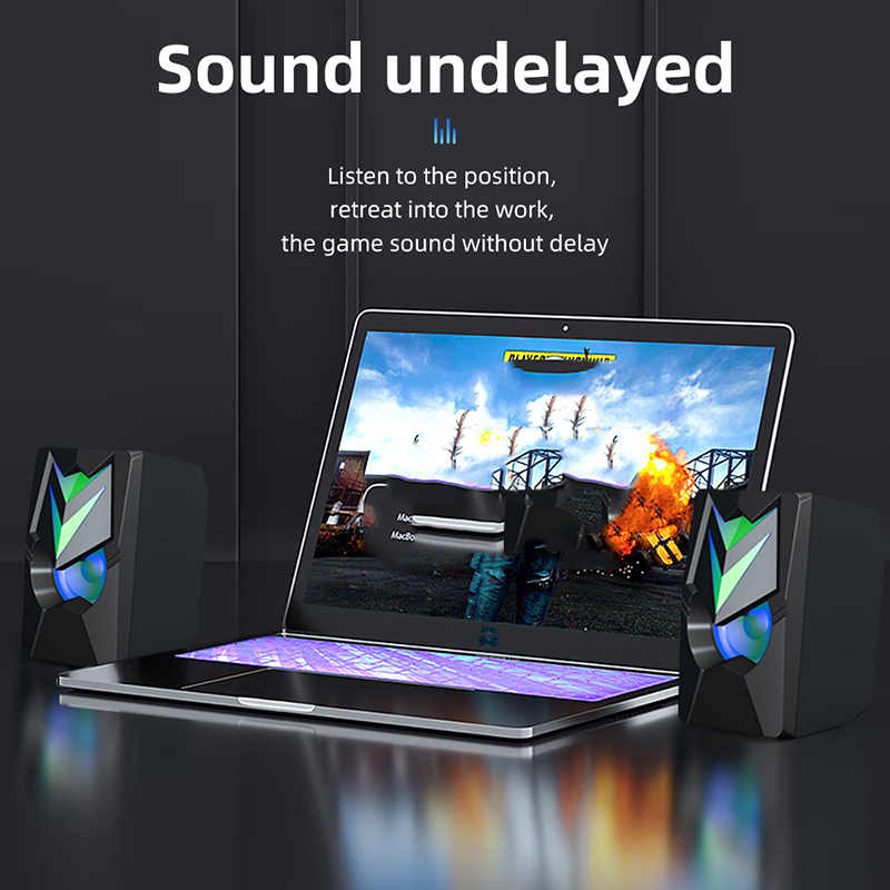 PC Table Wired Stereo Subwoofer With Led Rgb Light And Frequency Range 20Hz-20KHz