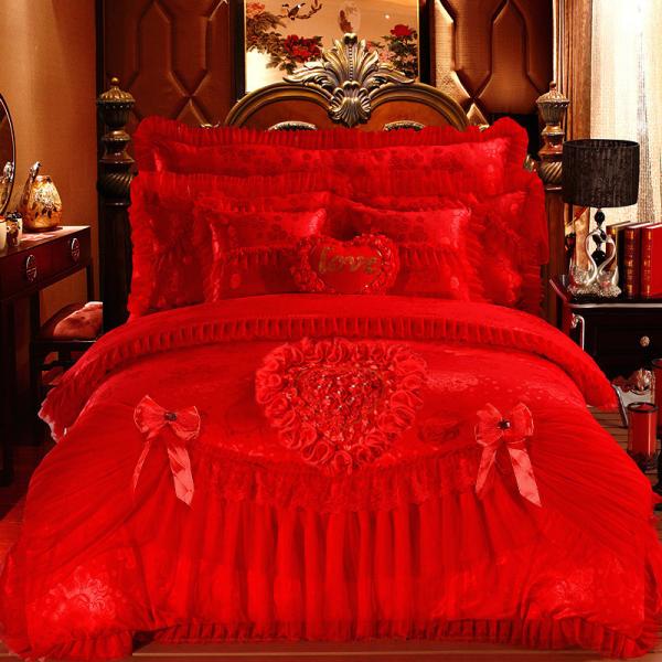 Buy cheap Hotel Wedding Essential 100% Cotton Velvet Lace Bedding Set with Fitted Skirt Sheets from wholesalers