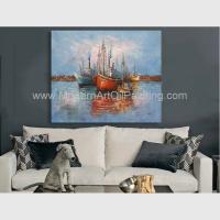 Buy cheap Thick Oil Abstract Sailboat Paintings / Hand Painted Boat Landscape Paintings product