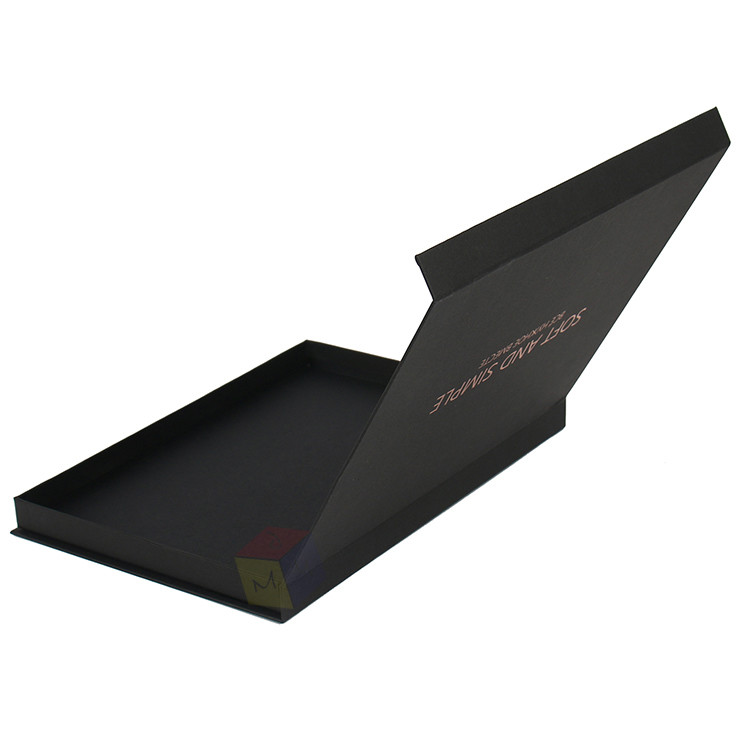 Rigid Cardboard Gift Packaging Box Book Shape Black Paper A4 Magnetic Gift Boxes