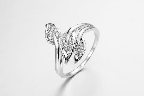 Three Leaves Butterfly 925 Silver CZ Rings 3.54g Sterling Silver Cubic Zirconia