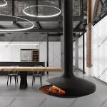 Household Fire Place Recessed Wood Burning Fire Pits Wall Mounted