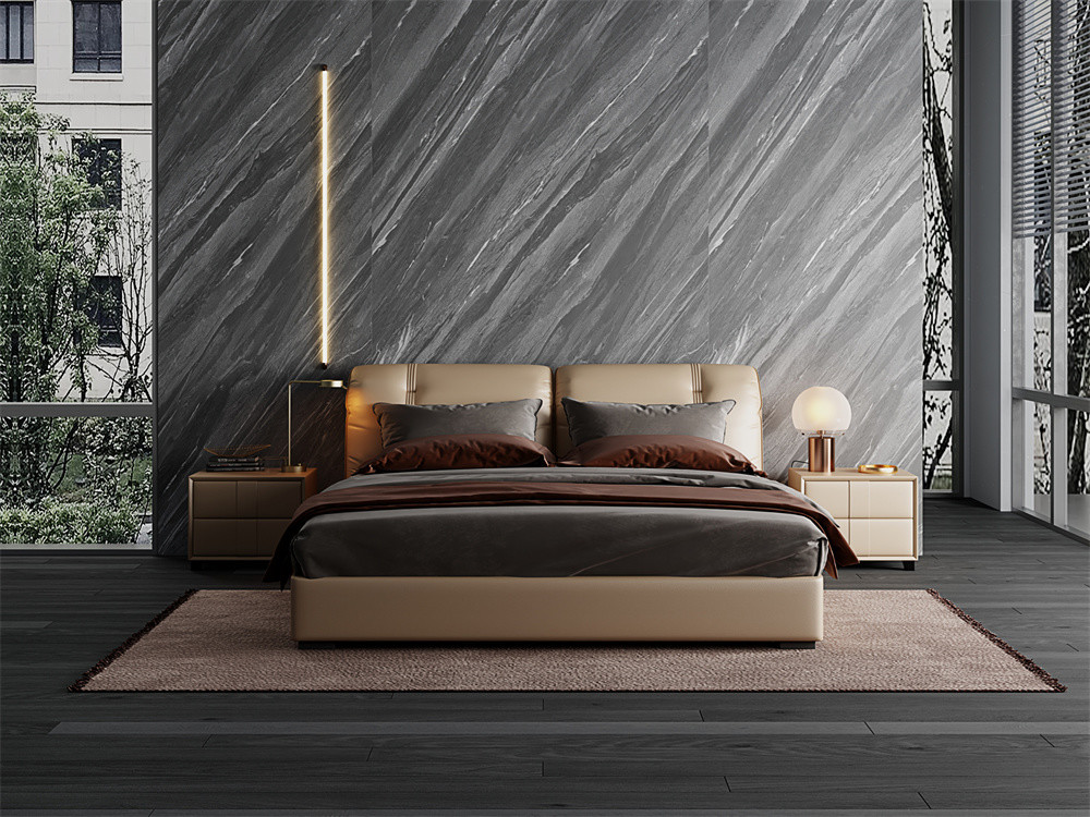 Grey Baby Face 1600x3200mm Eco-Friendly Tiles Exterior Wall Porcelain Sintered Stone Slab For Shopping Mall