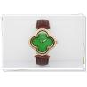 Buy cheap Green background Stainless Steel Watches with stones on bezel ladies wrist watch leather band from wholesalers