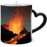 Buy cheap Ceramic Heat Sensitive Coffee Cups Discoloration Cup with Heart Shaped Handle Gifts heat changing mug from wholesalers