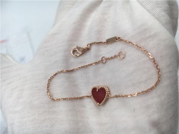 Buy cheap Young Ladies 18K Gold Jewelry Sweet Alhambra Heart Bracelet With Carnelian from wholesalers