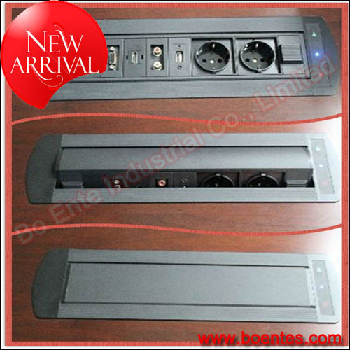 Electric Office Power Data Outlet Box/CE Approved H-DMI Motorized Pop Up Outlet
