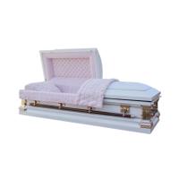 Buy cheap White Shaded Metal Casket Silver Rose Copper With Pink Velvet Interior And product
