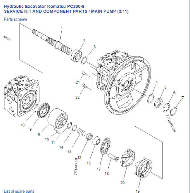 HPV95H K3V112 K3v112dt k3v112dtp PC200-8 Komatsu Parts Hydraulic Main Pump 708-2L-01500 For Excavator 0