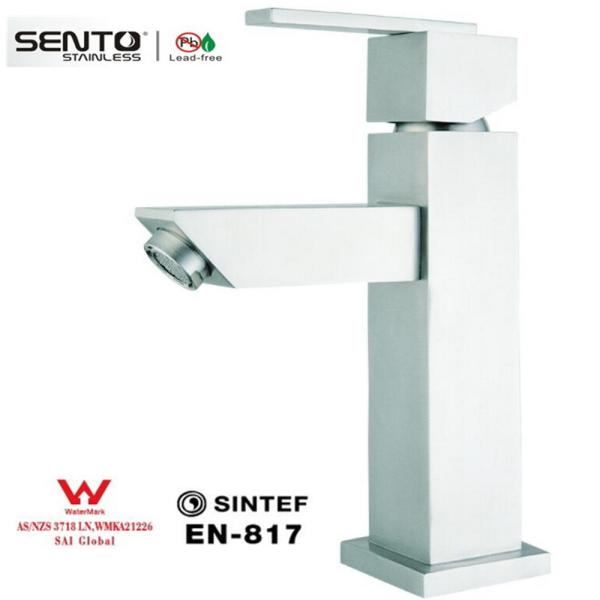 Deck mount single hole Stainless steel basin faucet with watermark for Australia