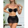 Buy cheap Floral Summer Bikini With Removable Padding For Swimming Pure Color Black Fashion Moisture Permeable Durable from wholesalers