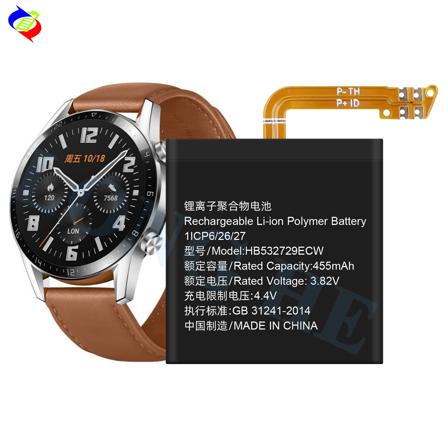 Oem Battery HB532729ECW 455mAh 46MM Battery For Huawei Watch GT2 GT 2 smartwatch 46MM Battery