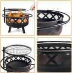 31 X 31 X 17 Inches Outdoor Wood Burning Fire Pit Steel BBQ Grill Firepit