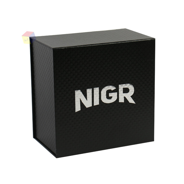 Black Custom Logo Magnetic Close Clothing Gift Fedora Cowboy Hat Box Packaging Texture Paper Cardboard