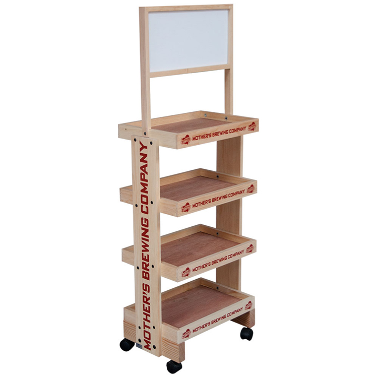 Beverage Bottle Wood Display Stand Beer Display Stand For Grocery Store