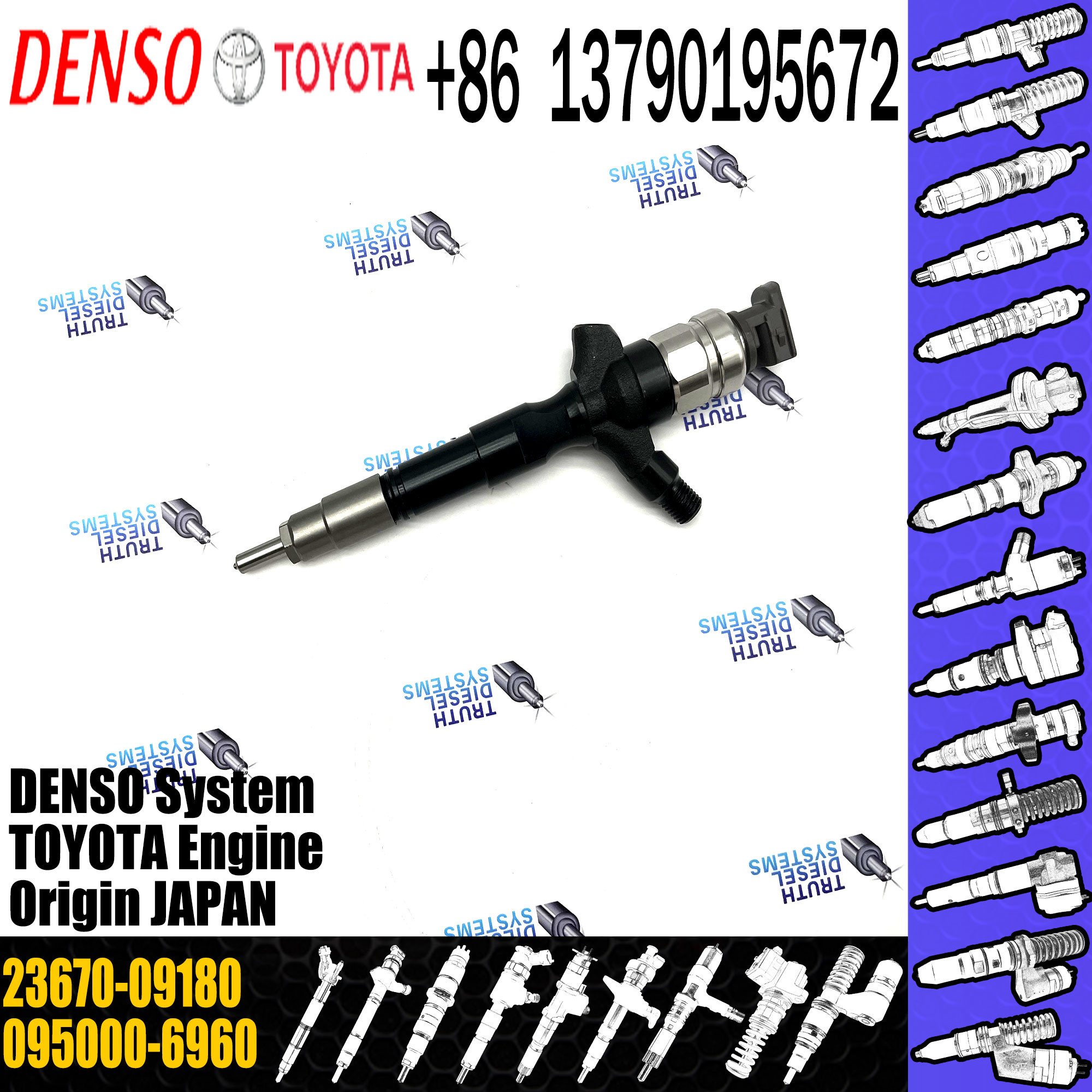 Assembly for Toyota 1AD-FTV Rav4 common rail injector 095000-6410 095000-6960 23670-0R030 23670-09180