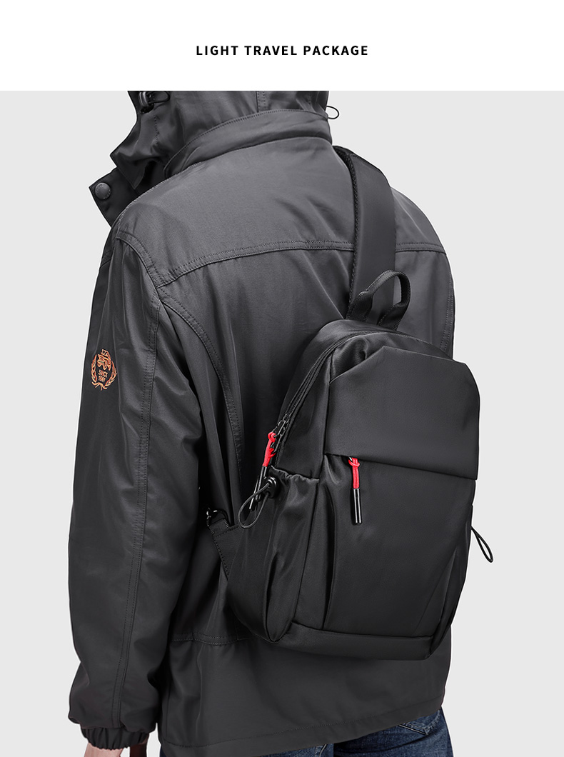 Fashionable Mens Tactical Shoulder Bags Mens Black Sling Bag Multi Compartment