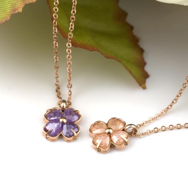 Buy cheap Girls Fashion Jewelry Stainless Steel Crystal Leaf Clover Pendant Necklace from wholesalers